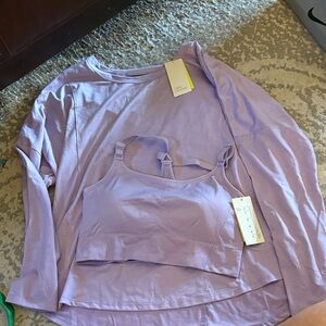 All in Motion Lavender Long Sleeve Top and Bra Set